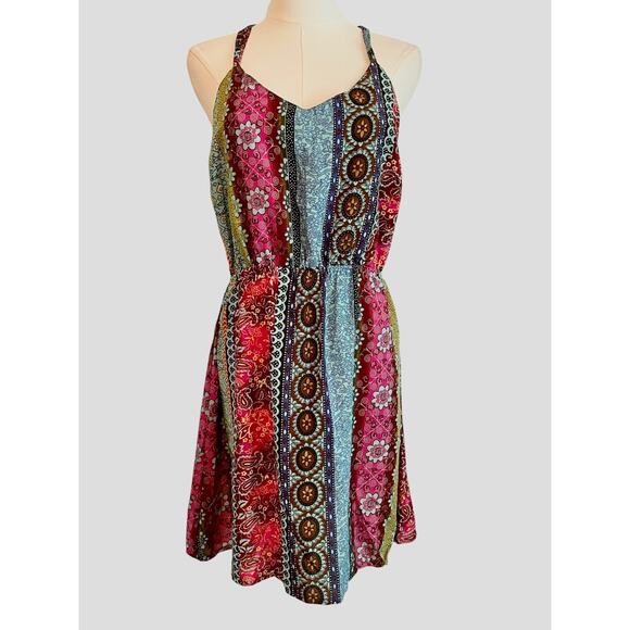 Earthbound Trading Co Dress Size XL Multi Boho Hippie Gypsy Peasant Racerback - Picture 1 of 9